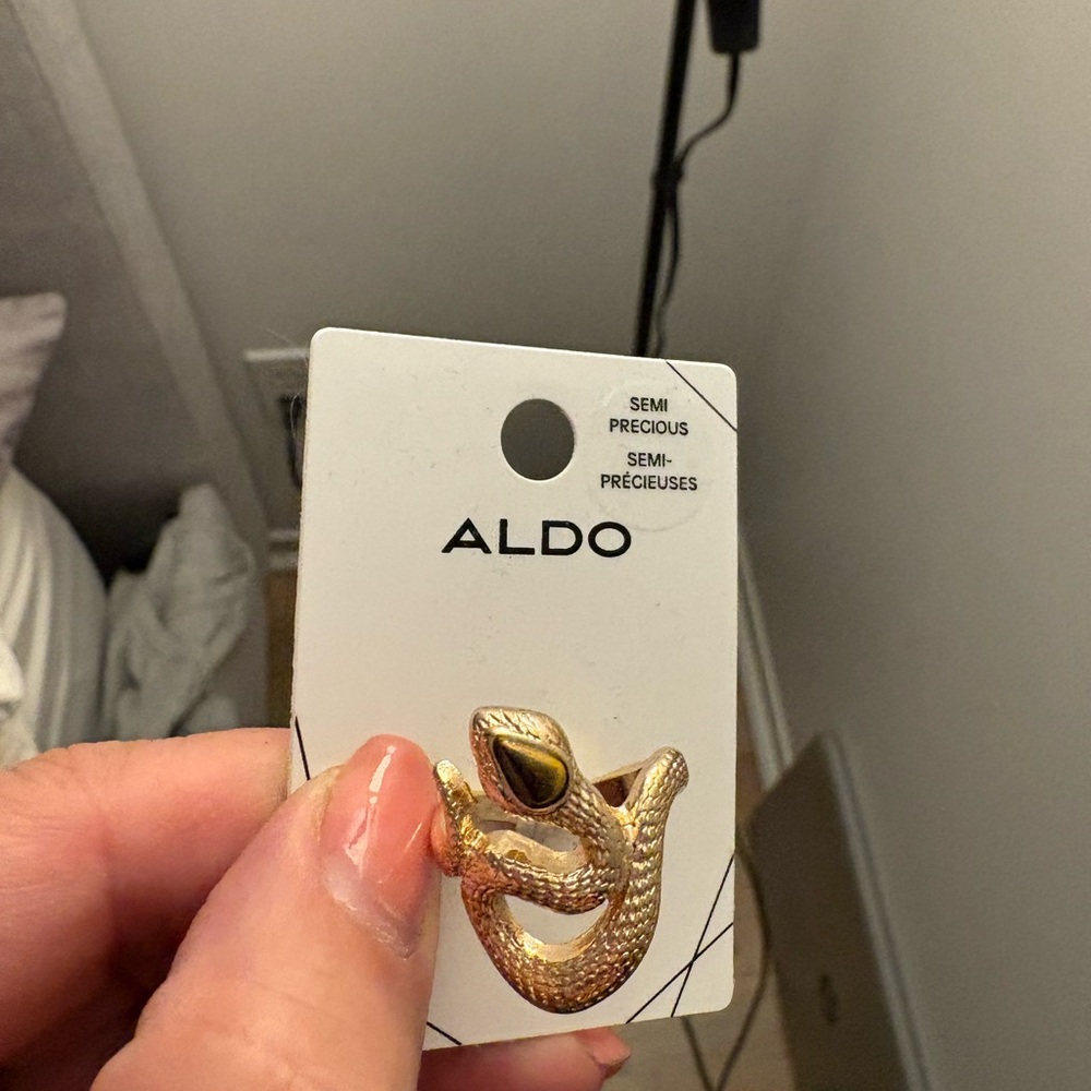 Aldo Gold Serpent Ring with Black Detail